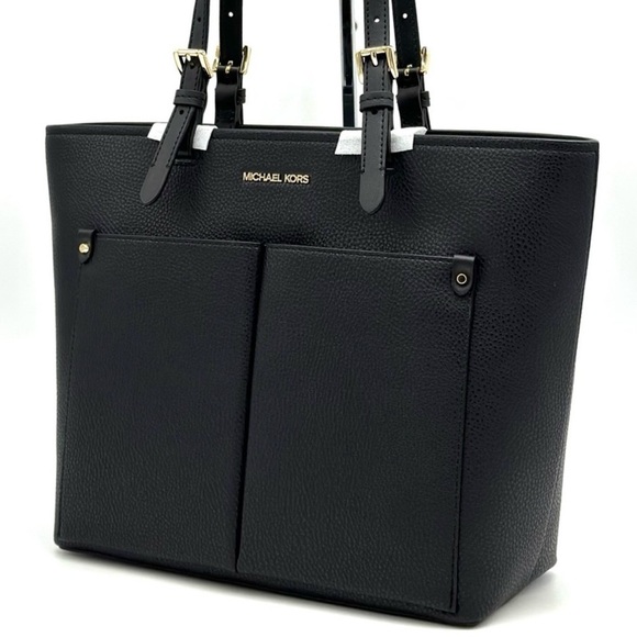 Michael Kors Jet Set Medium Pocket Tote Bag Black - Picture 1 of 10